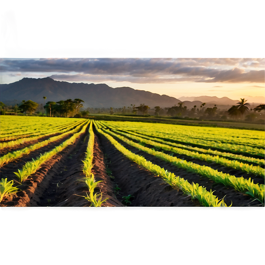 Farming Landscape At Sunset Png Hft17 PNG Image