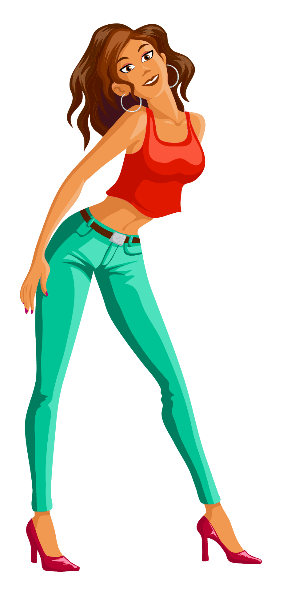 Fashionable Anime Girl Pose PNG Image