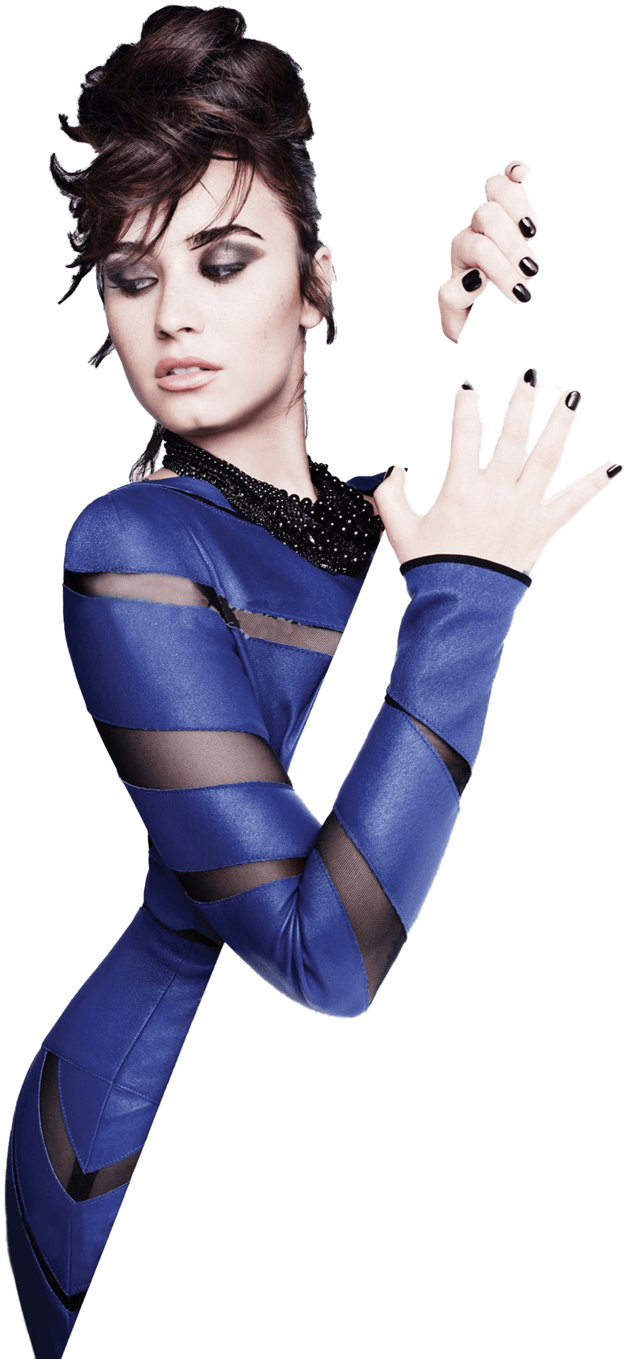 Fashionable Blue Dress Model Pose PNG Image