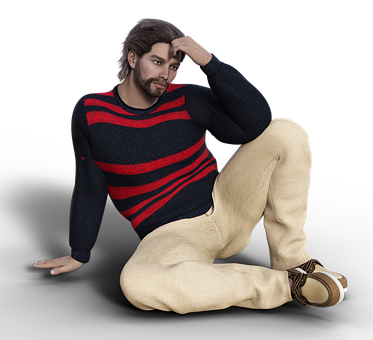 Fashionable Manin Striped Sweaterand Khakis PNG Image