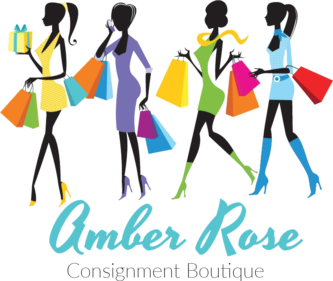 Fashionable Shopping Silhouettes Amber Rose Boutique Logo PNG Image