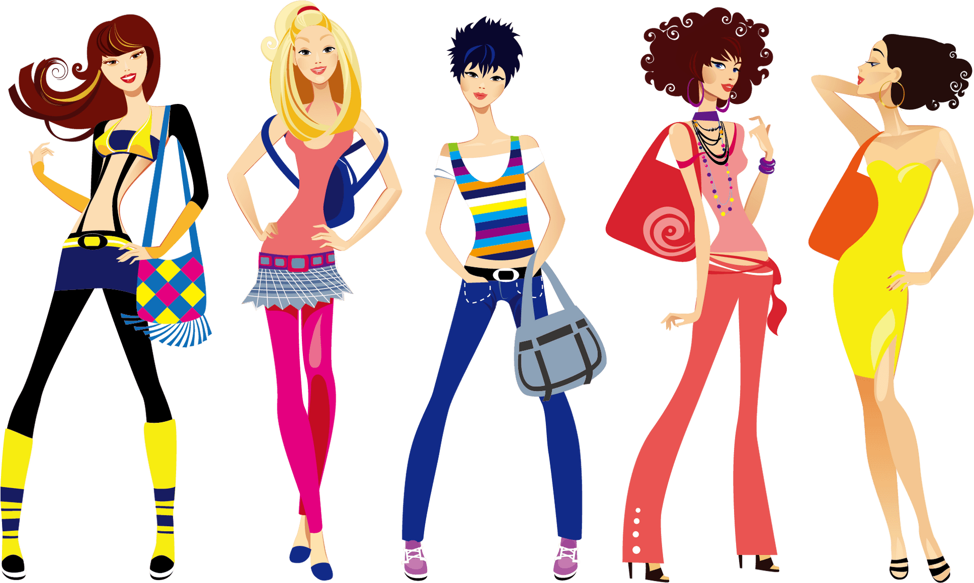 Fashionable Women Illustration PNG Image