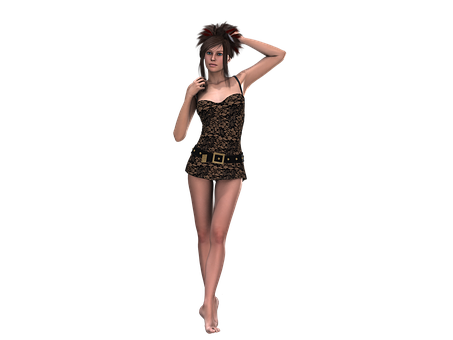 Fashionable3 D Model Pose PNG Image