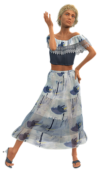 Fashionable3 D Model Woman Pose PNG Image