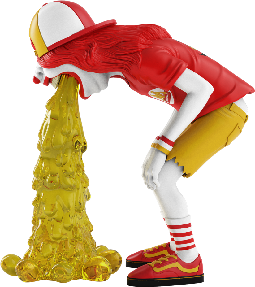 Fast Food Character Vomiting PNG Image