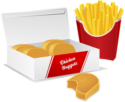 Fast Food Chicken Nuggetsand Fries PNG Image