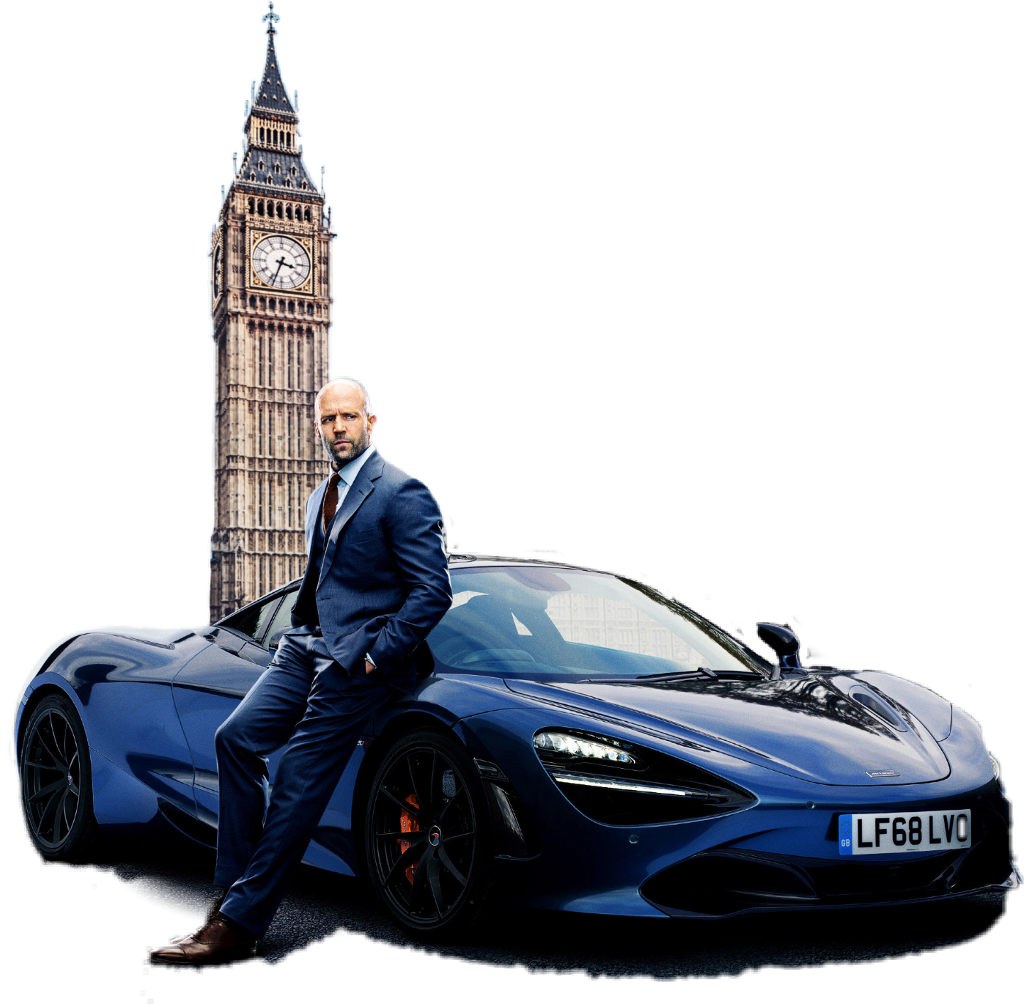 Fast Furious Blue Supercarand Suited Man PNG Image