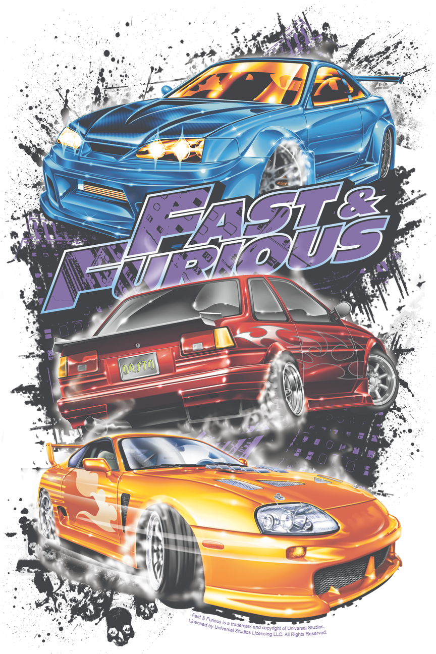 Fast Furious Iconic Cars Poster PNG Image