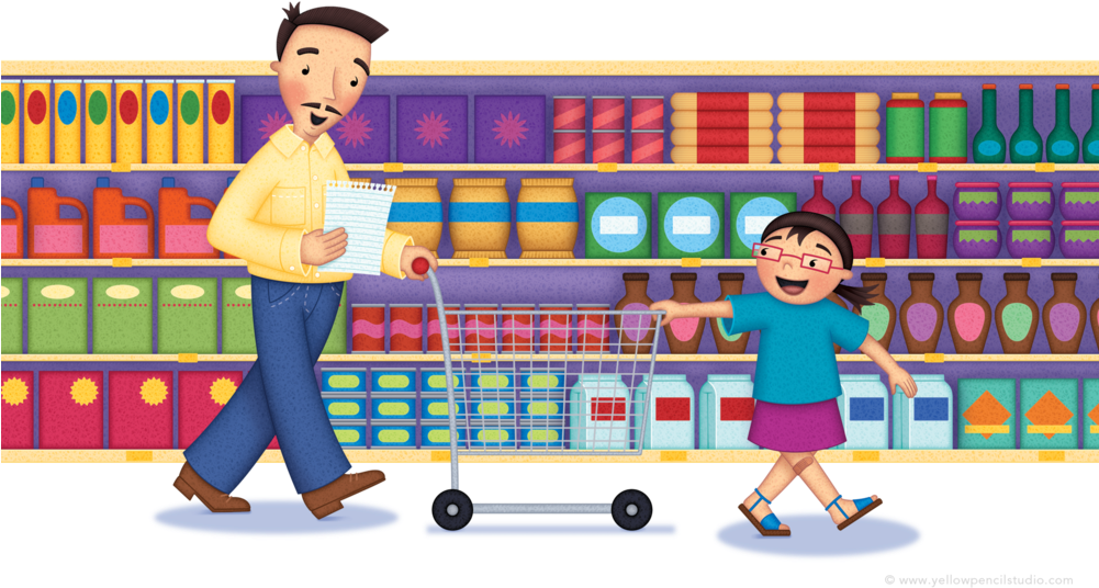 Father Daughter Shopping Trip PNG Image