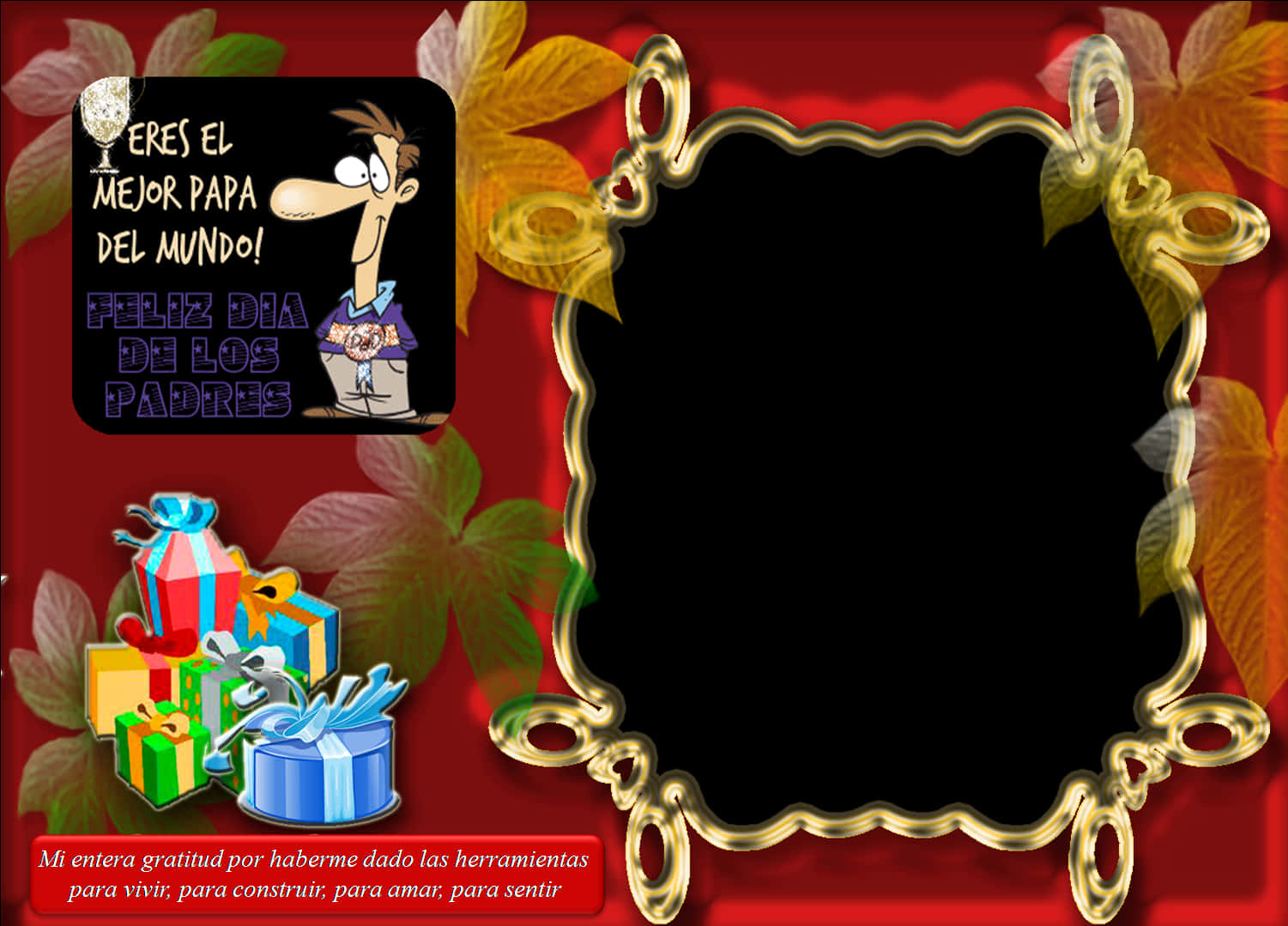 Fathers Day Framewith Greetingsand Gifts PNG Image