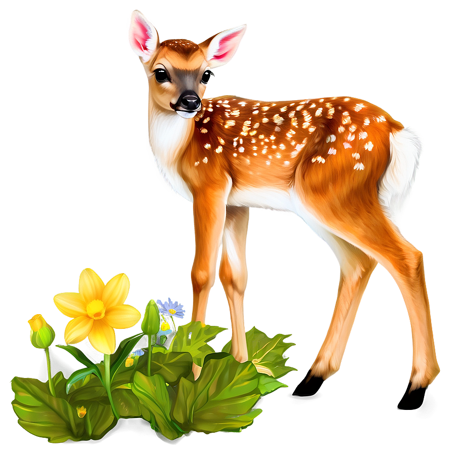 Fawn With Flowers Png Ckx77 PNG Image