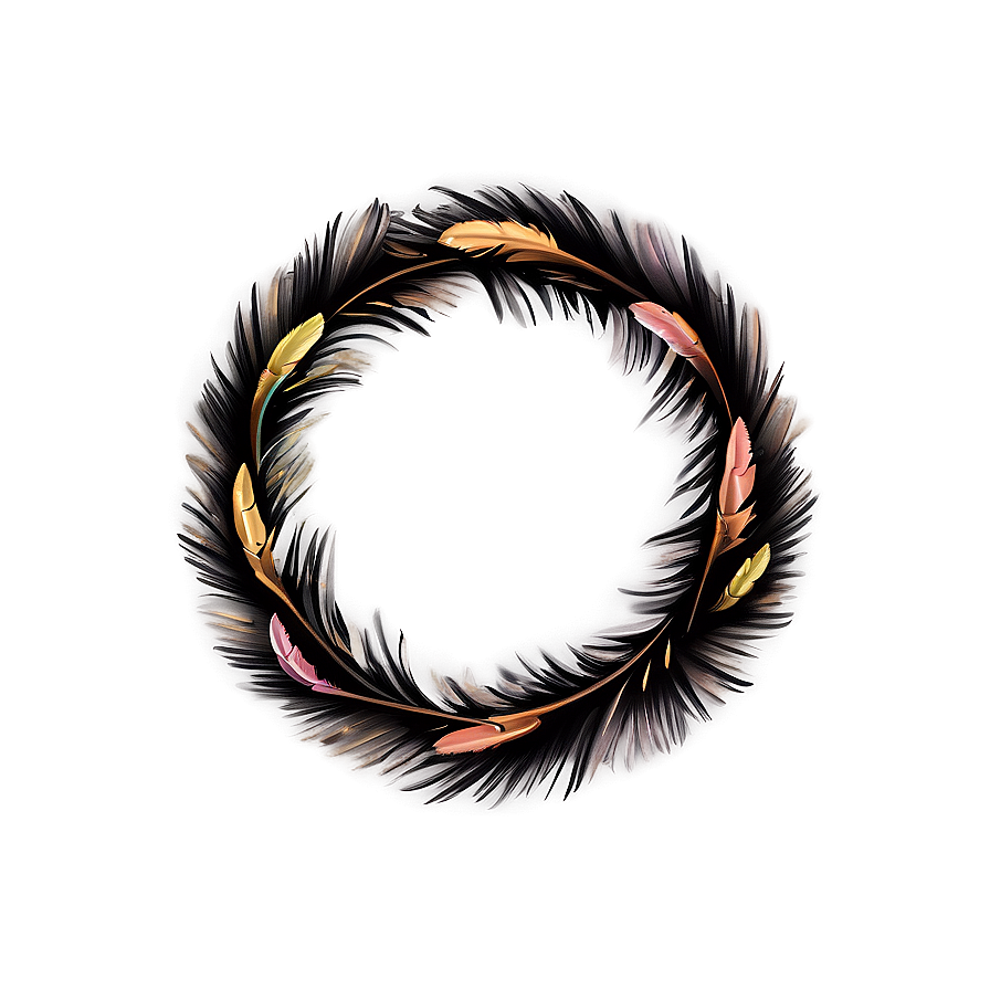 Feather Wreath Circle Png 05042024 PNG Image