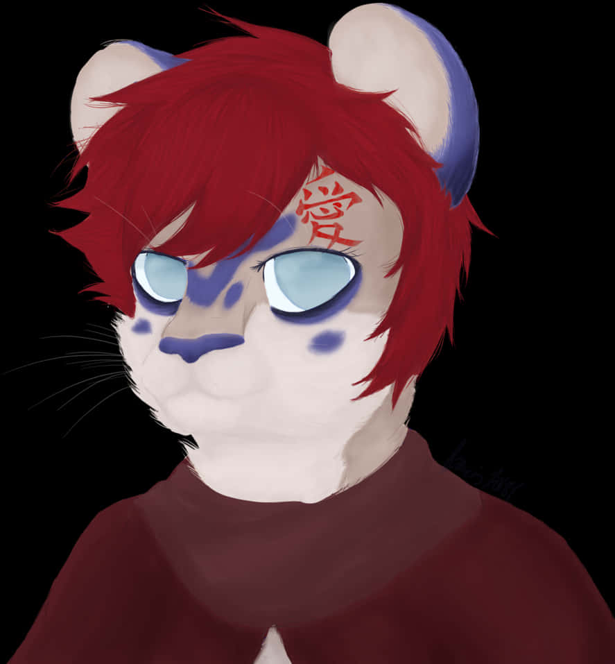 Feline Gaara Anime Inspired Artwork PNG Image