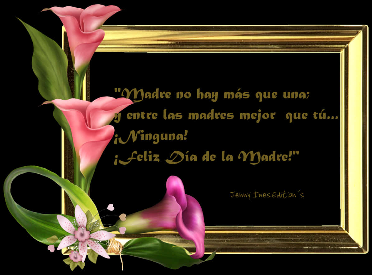 Feliz Diadela Madre Floral Frame Spanish Quote PNG Image