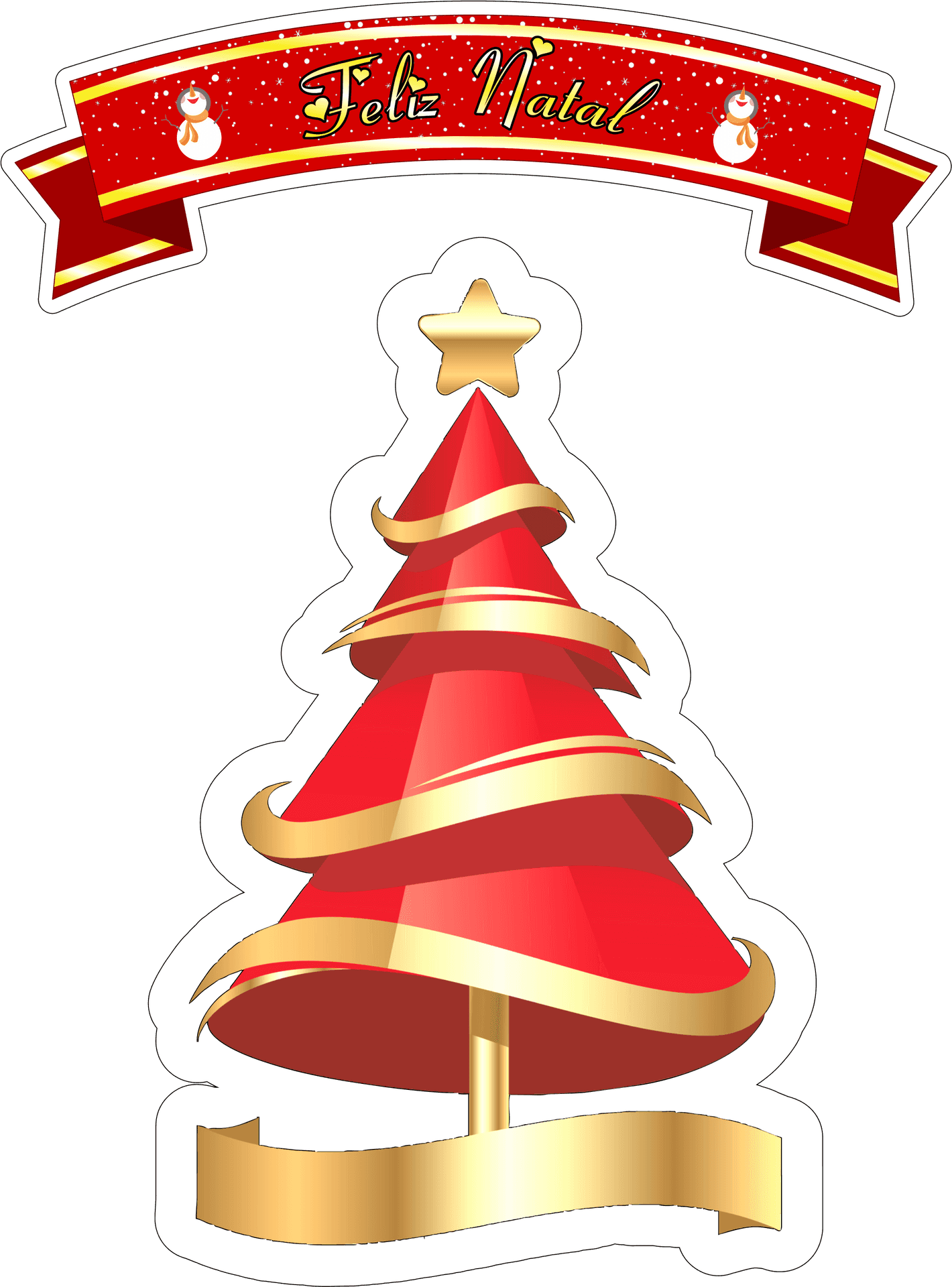 Feliz Natal Red Christmas Tree Graphic PNG Image