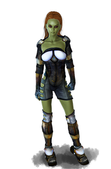 Female Alienin Futuristic Armor PNG Image