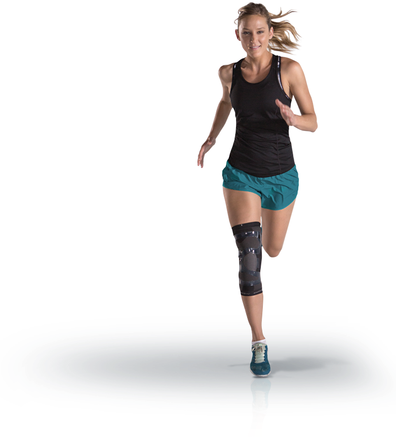 Female Athlete Running Prosthetic Leg PNG Image