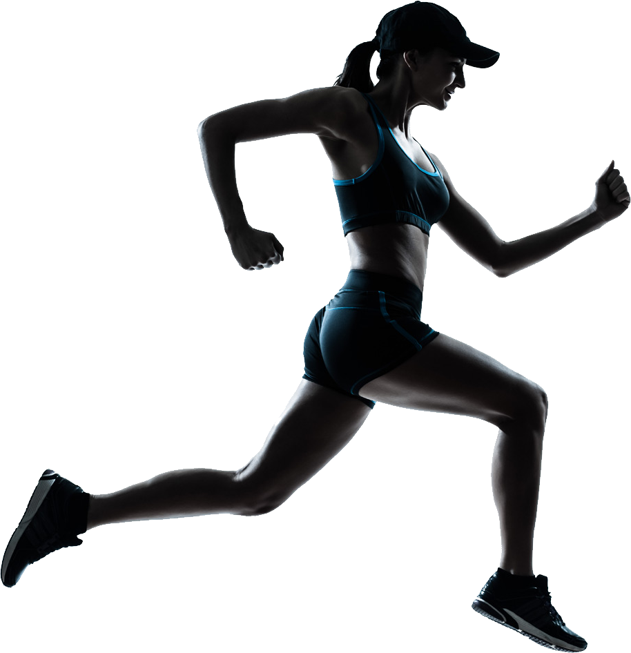 Female Athlete Running Silhouette PNG Image