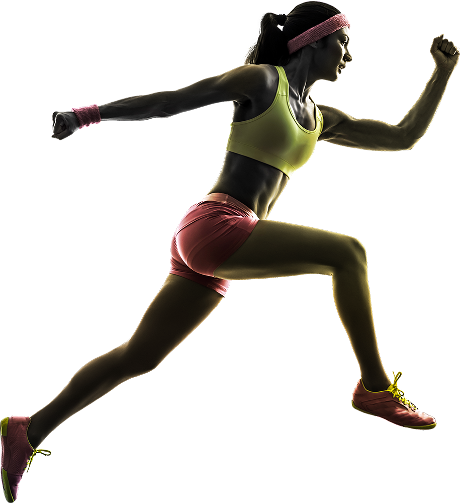 Female Athlete Sprinting Action PNG Image