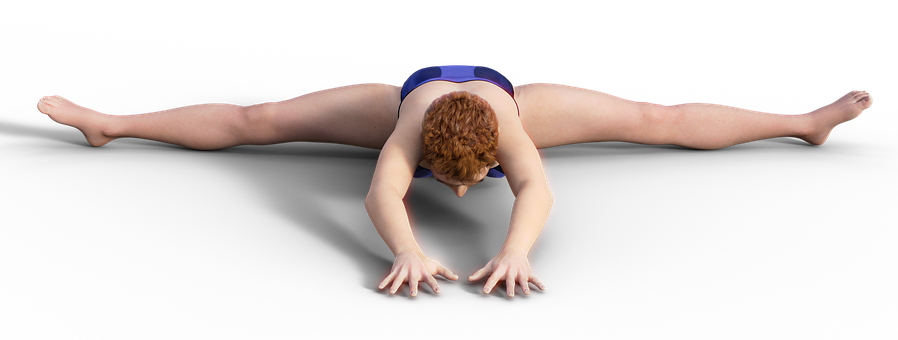 Female Gymnast Mid Air Split Jump PNG Image