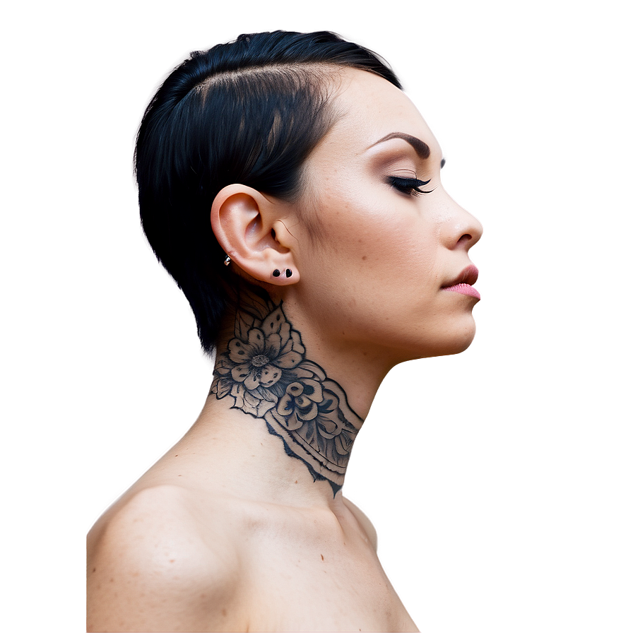 Female Neck Tattoo Styles Png Otb16 PNG Image