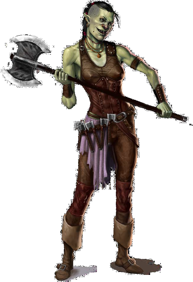 Female Orc Warriorwith Axe PNG Image