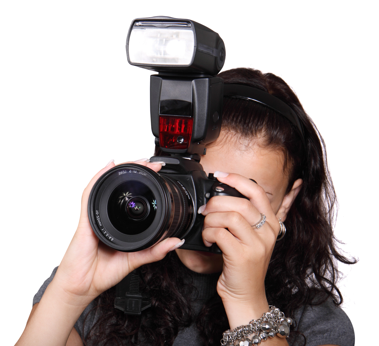 Female_ Photographer_ With_ Camera_ Flash PNG Image