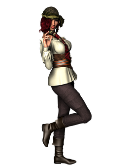 Female Pirate Character Pose PNG Image