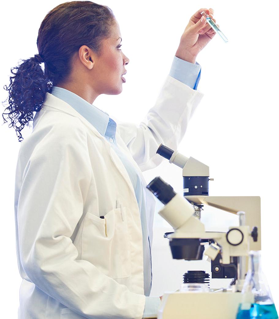 Female Scientist Examining Sample PNG Image