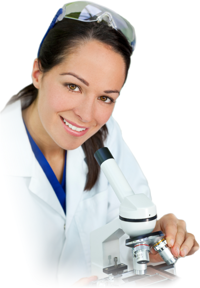 Female Scientist Using Microscope PNG Image