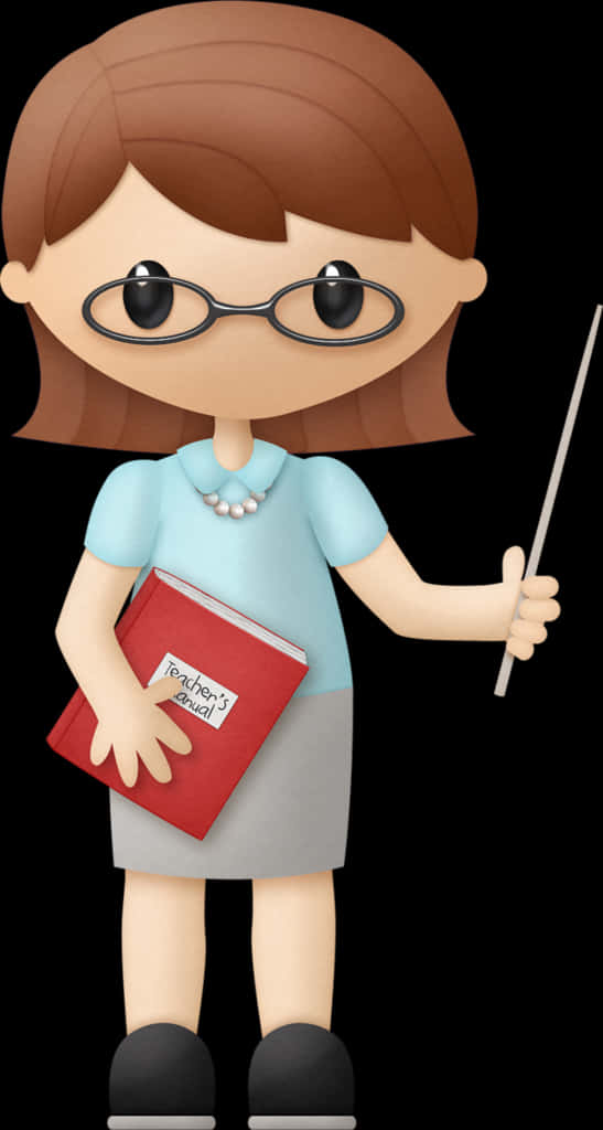 Female Teacher Cartoon Clipart PNG Image