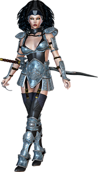 Female Warriorin Armor PNG Image