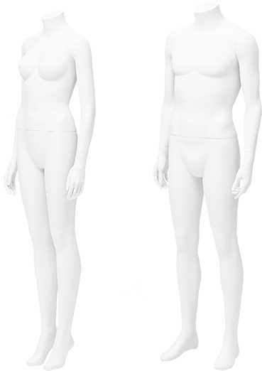 Femaleand Male Mannequins Standing PNG Image