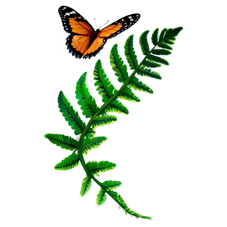 Fern Leaf With Butterfly Png Hhc58 PNG Image