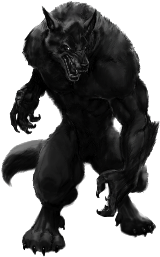 Ferocious Black Werewolf Art PNG Image