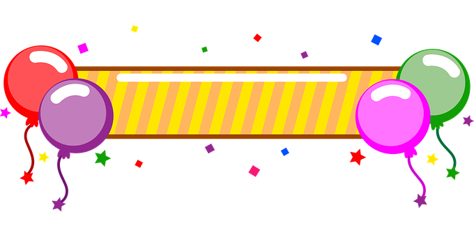 Festive Banner With Balloonsand Confetti PNG Image