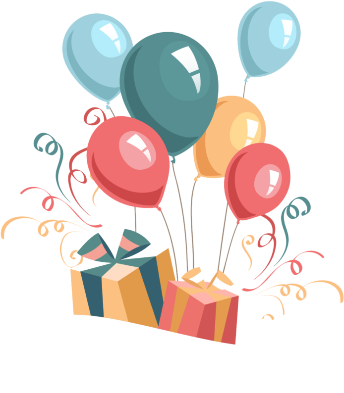 Festive Birthday Balloonsand Gifts PNG Image