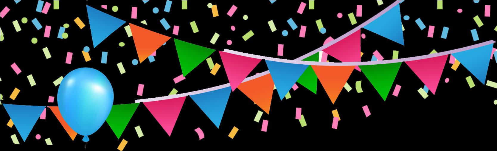 Festive Birthday Bannerand Confetti PNG Image