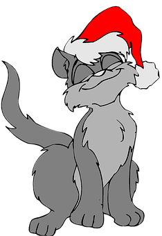 Festive Cartoon Cat Santa Hat PNG Image