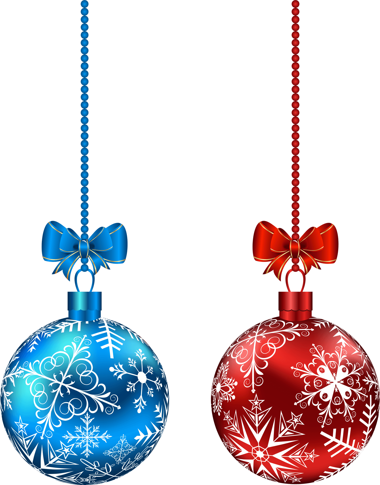 Festive Christmas Ballswith Bows PNG Image