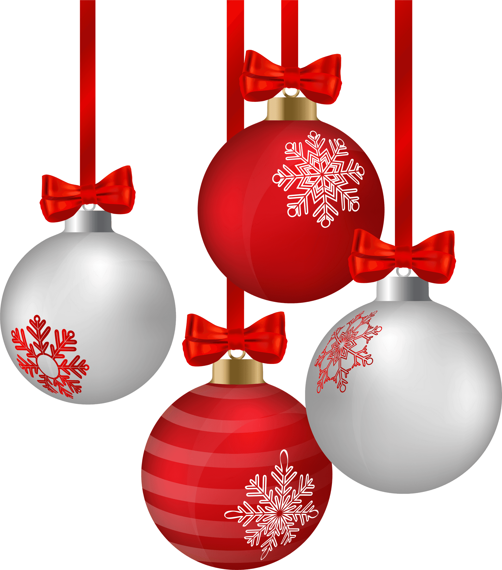 Festive Christmas Baubleswith Bows PNG Image