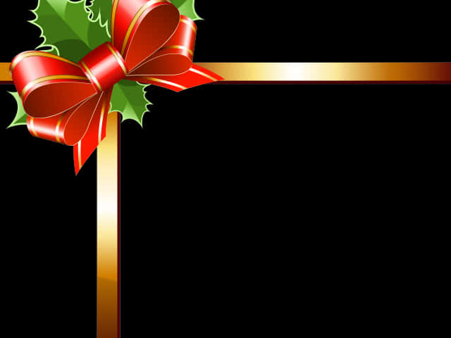 Festive Christmas Borderwith Red Bow PNG Image