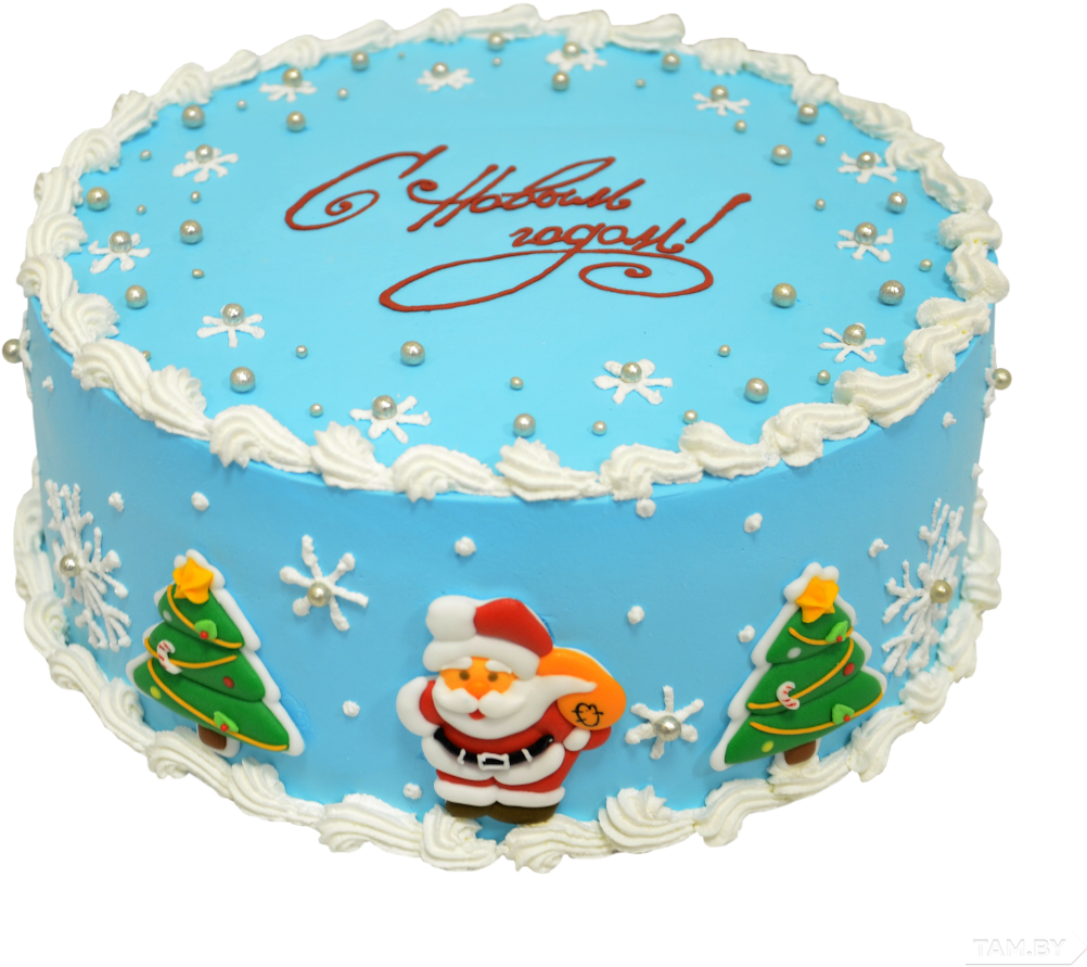 Festive Christmas Cake Decoration PNG Image