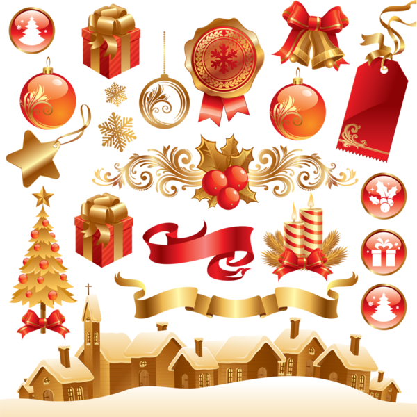 Festive Christmas Decoration Collection PNG Image