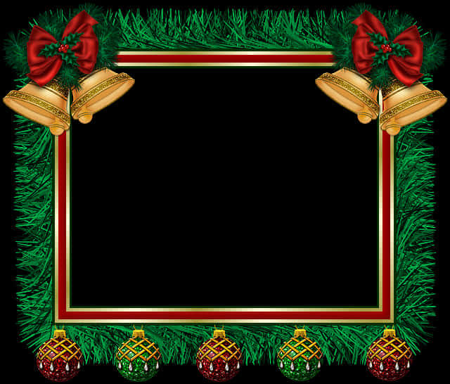 Festive Christmas Framewith Bellsand Ornaments PNG Image