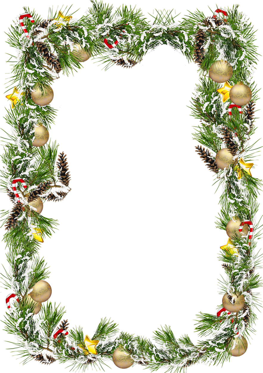 Festive Christmas Framewith Ornamentsand Pinecones PNG Image