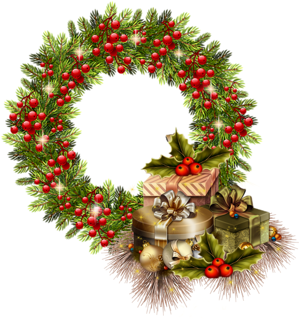 Festive Christmas Garland With Gifts PNG Image