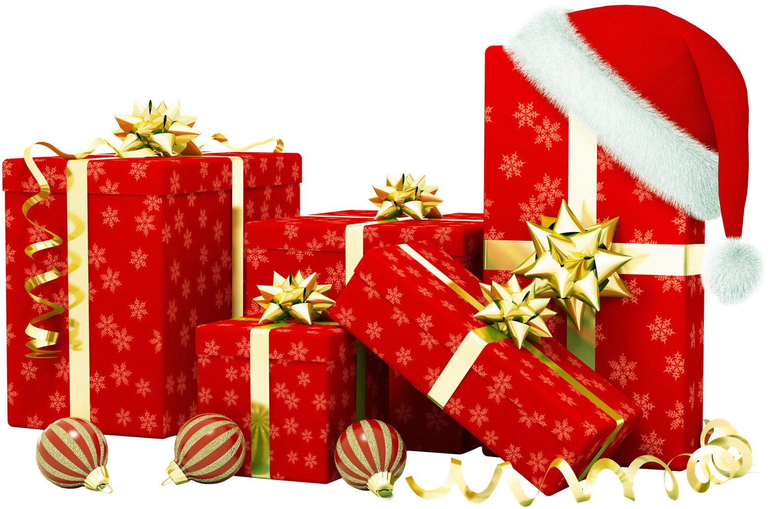 Festive Christmas Giftsand Santa Hat PNG Image