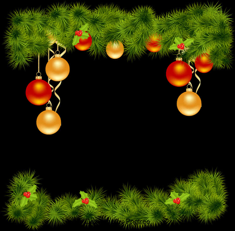 Festive Christmas Ornament Border PNG Image