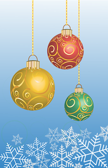 Festive Christmas Ornaments Hanging PNG Image